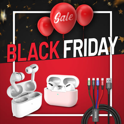 Black Friday Offer 2 Ασύρματα Ακουστικά Earpods Pro + ΔΩΡΟ 2 θήκες + ΔΩΡΟ Καλώδιο USB 4 σε 1